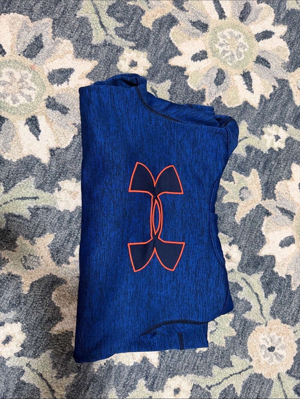 Under Armour Kids Navy Blue Performance Tee with Orange Logo